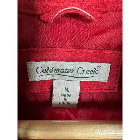 Coldwater Creek Leather Jacket Women’s M Coral Red Suede Snap Front Western Boho - Picture 4 of 4